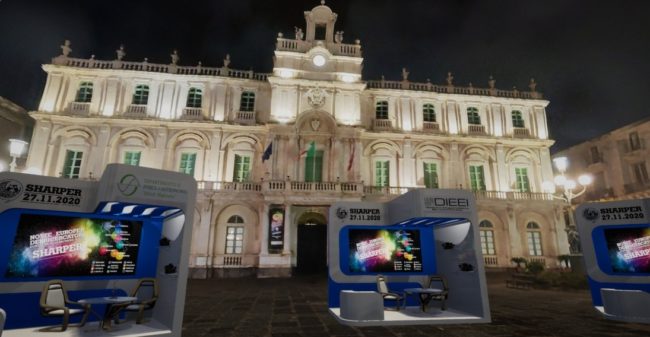 piazza università a catania con stand virtuali