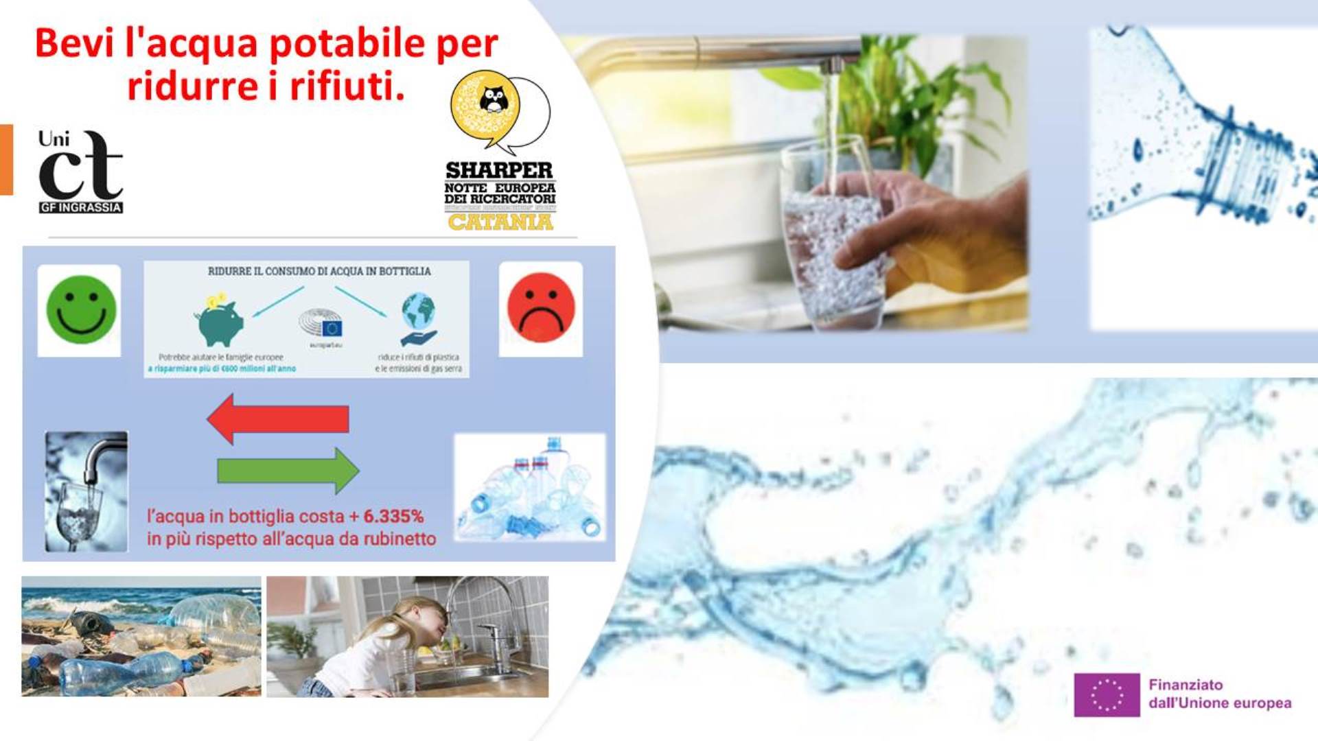 Bevi l’acqua potabile per ridurre i rifiuti.